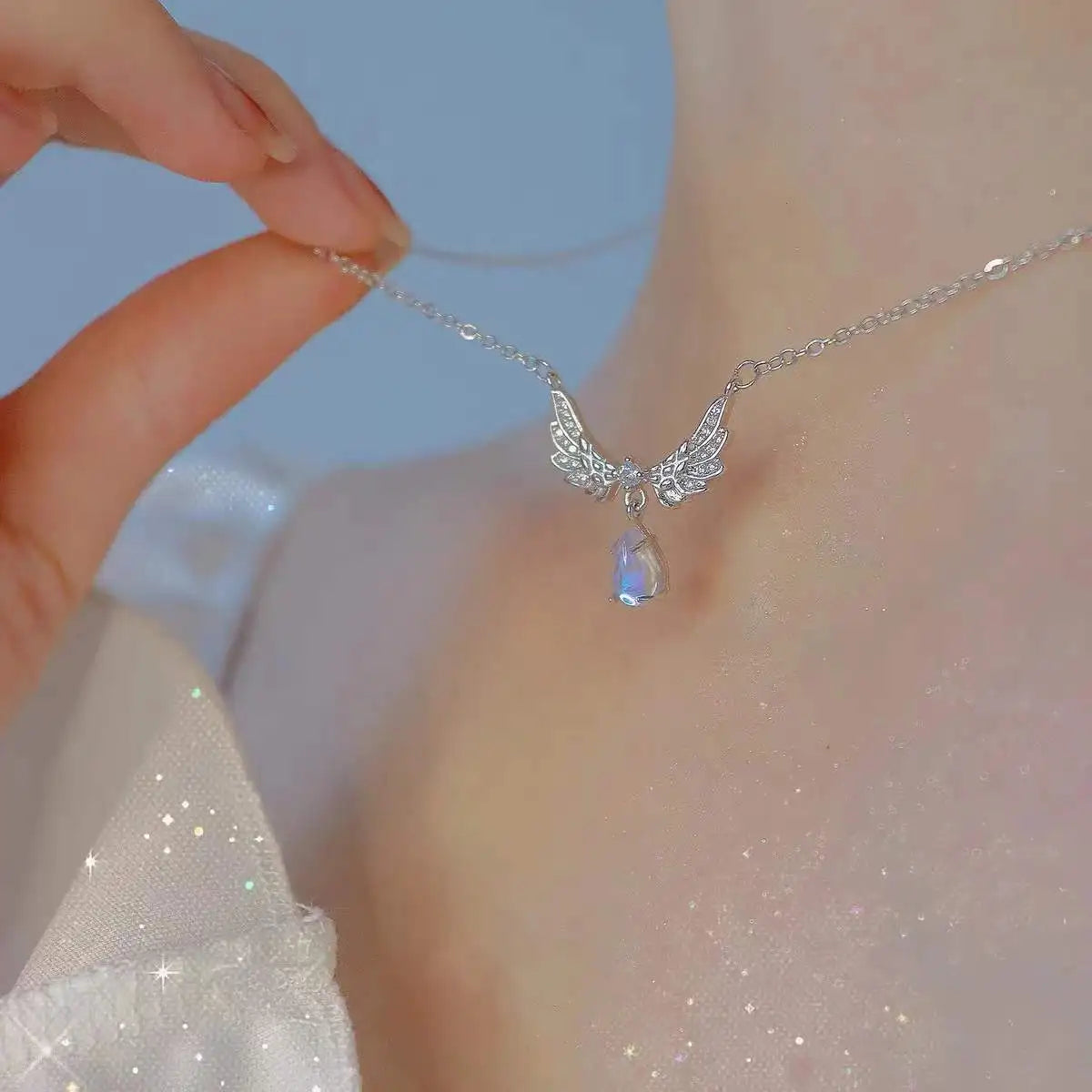 Y2K Crystal Butterfly Pendant Necklace Women Light Luxury Egirl Punk Heart Grunge Clavicle Chain Fashion Jewelry Party Gift 2023