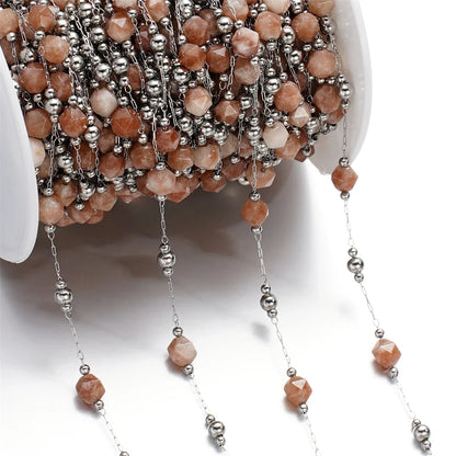 1Meter/Lot Mixed Stainless Steel Irregular Stone Beads Chains for Handmade DIY Necklace Bracelets Jewelry Making Accessories