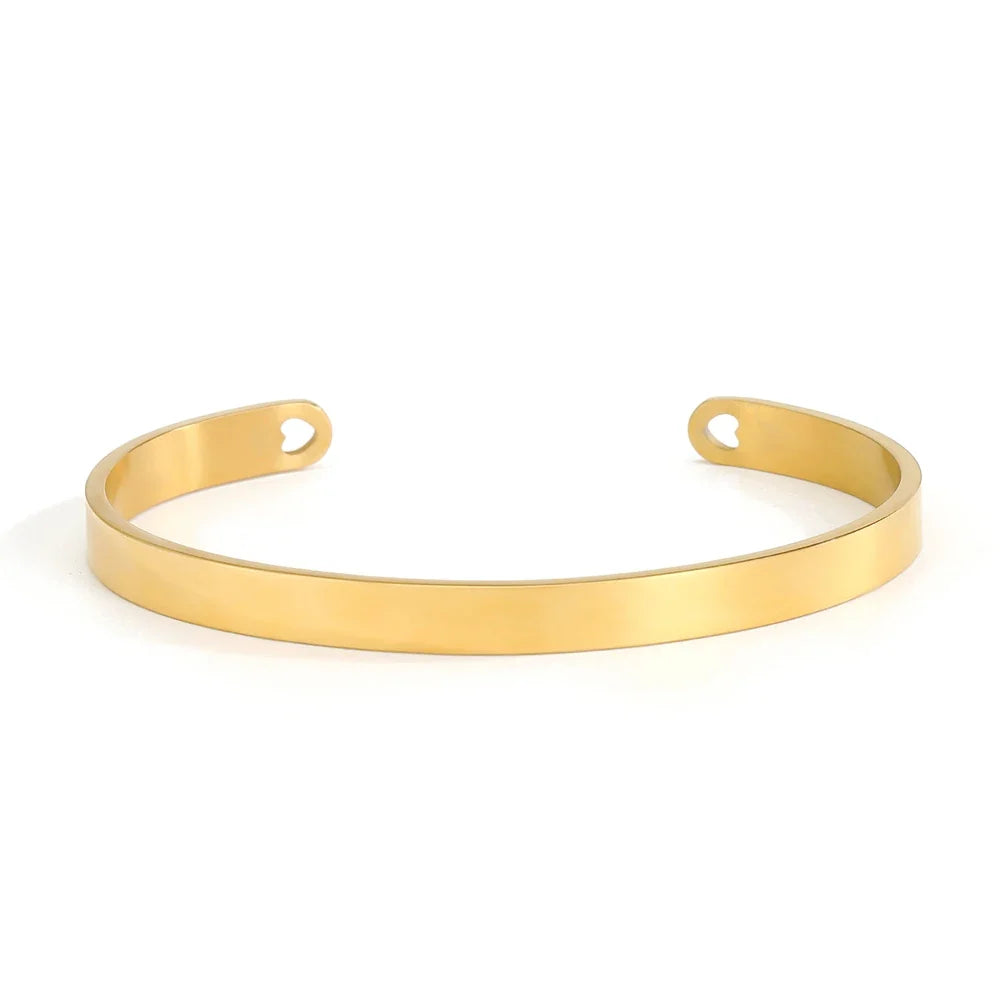 SUNIBI 4mm 6mm Stainless Steel Cuff Gold Color Bracelet Bangle for Women Jewelry Gifts Wholesale Dropshipping