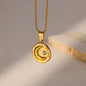 Stainless Steel Sun Sunflower Pendant Necklace For Women Gold Color Round Charm Clavicle Chain Necklaces Fashion Jewelry Gift