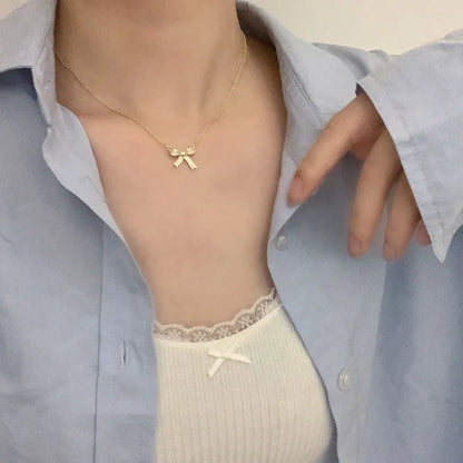 Yupsk Korean Fashion Micropaved Crystal Zirconia Bow Ring for Women Girls Exquisite Ins Trendy Minimalist Finger Rings Jewelry