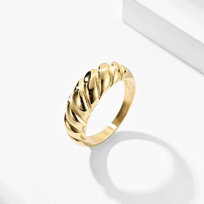 Stainless Steel Twist Bread Design Ring Wedding Band for Men Women Size 4-12