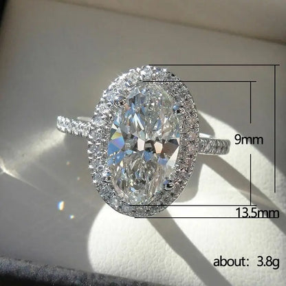 925 Sterling Silver Oval Wedding Rings For Women Luxury Promise Engagement Bridal Fine Jewelry Cubic Zirconia Anniversary Ring