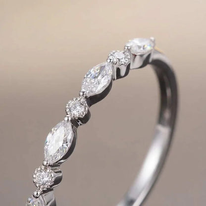925 Sterling Silver Classic Zircon Marquise Stackable Ring for Women Engagement Wedding Luxury Fashion High Quality Fine Jewelry