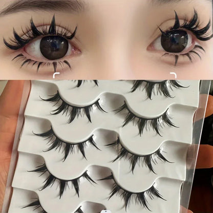 Anime-Inspired False Eyelashes | 5 Pairs Cartoon Eye Faux Lashes for Dramatic Demon Style