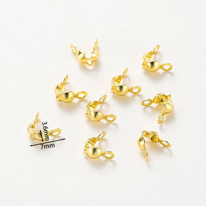 14K 18K Real Gold Plated Double Hole End Clasp Beads Open Cover Crimp Connector Beads For DIY Jewelry Making Necklace Component