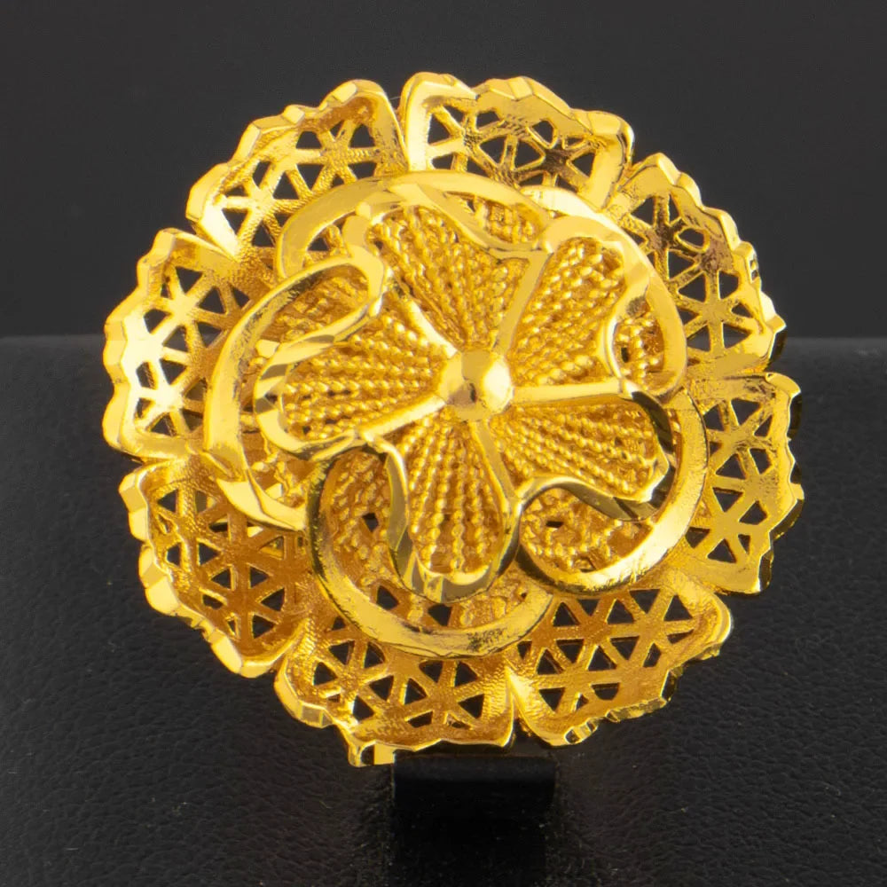 Ethiopia Arab Dubai Gold Plated Rings For Women Resizable 18K Gold Plated Jewelry For Wedding And Party Gifts