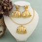 Africa Necklace Earrings Jewelry Set for Women Gold Color Metal Dubai Big Exaggerated Hoop Earrings Punk Jewelry Accessories