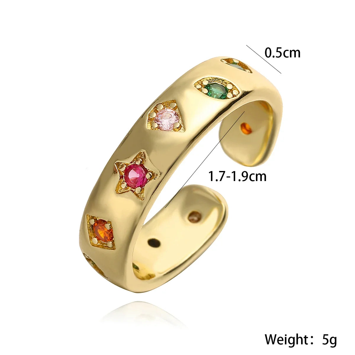 NEWBUY 2024 New Fashion Gold Color Colourful AAA CZ Zircon Inlay Jewelry Open Design Wedding Bands Rings For Women Girl