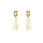 18K Gold Plated Portrait Coin Earrings | Stainless Steel Jesus Cross Dangle Huggie Earrings