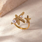 Starfish Shell Stainless Steel Open Rings For Women Fashion Gold Color Finger Ring Trendy Summer Beach Vacation Ocean Jewelry