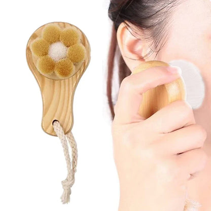 Natural Facial Cleansing Brush | Soft Bamboo Horse Hair Face Brush