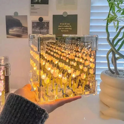 DIY Tulip Mirror Cube Lamp | Handmade Night Light for Bedroom Decor