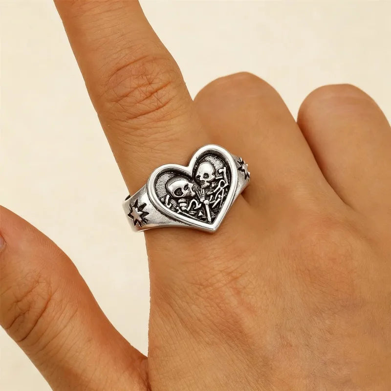 Personalized Gothic Skull Pirate Ring for Women, Halloween Dark Horror Fashion Party Opening Ring, Trendy Jewelry Accessories