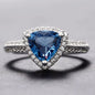 925 Sterling Silver Luxury Dark Blue Zircon Triangle Rings for Women Fashion Classic Engagement Wedding Jewelry Anniversary Gift
