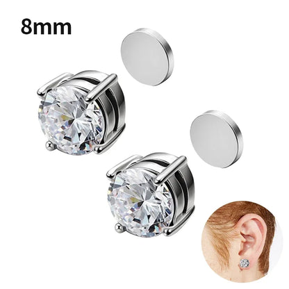 Magnetic Clip Earrings for Women and Men | No Piercing Crystal Studs