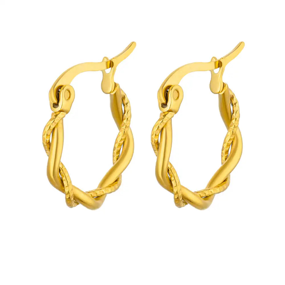 Vintage Round Stainless Steel Hoop Earrings For Women Gold Plated Earring 2023 Trending Statement Ear Jewelry Christmas Gift