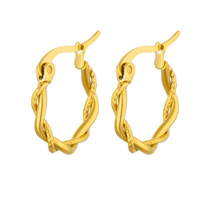 Vintage Round Stainless Steel Hoop Earrings For Women Gold Plated Earring 2023 Trending Statement Ear Jewelry Christmas Gift