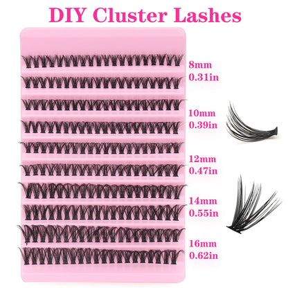 D-Curl Cluster Lashes Kit 200Pcs | DIY Natural Lash Extensions