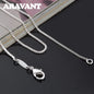 Aravant 925 Silver 2MM Box Chain Necklace Women Wedding Party Jewelry