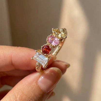 925 Sterling Silve Cubic Zirconia Women Rings for Wedding Party Luxury Gold Color Bright Female Rings Party Trendy Fine Jewelry