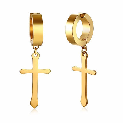 Stainless Steel Cross Earrings for Men | Religious Stud Earrings