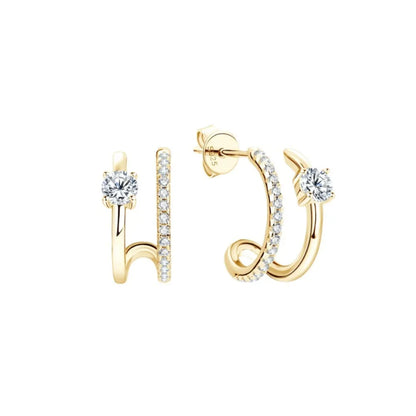 European New Cross Sunflower Gold Color Stud Earrings, Fit Women's Festival Exquisite Charm Jewelry Gifts  925 Silver
