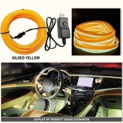 Car Interior EL Wire Neon Strip Lights | DIY Flexible Atmosphere LED Lamp for Dashboard