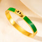 1PCS H-shaped Pig Nose Bracelet Stainless Steel Fashionable And Versatile Enamel Drip Rubber Bracelet Women's Jewelry
