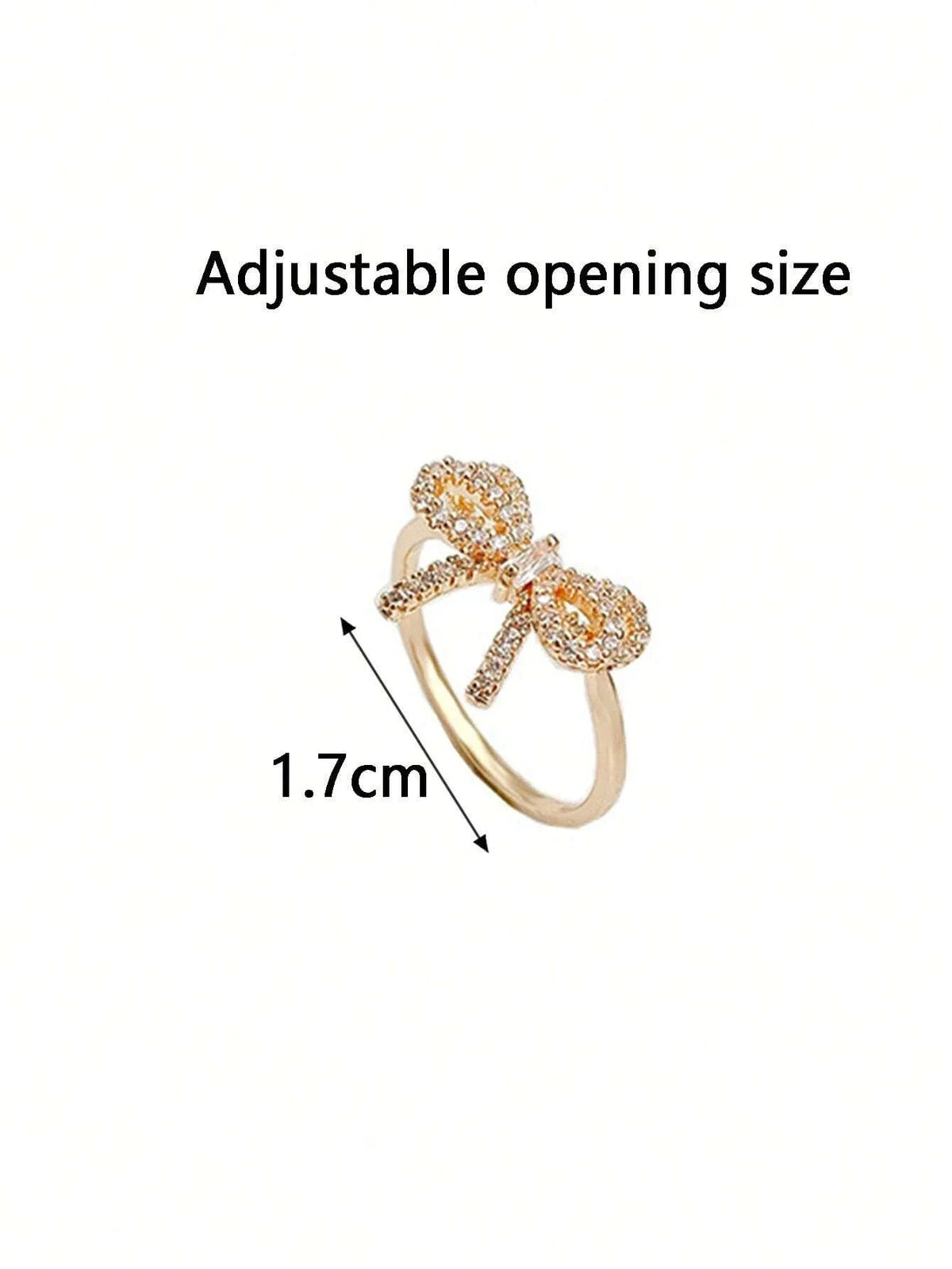 Yupsk Korean Fashion Micropaved Crystal Zirconia Bow Ring for Women Girls Exquisite Ins Trendy Minimalist Finger Rings Jewelry