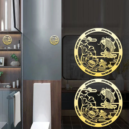 Carp Lotus Metal Sticker | Lucky Wealth Feng Shui Decoration