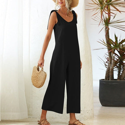 Women's Overalls 2022 Wide Leg Jumpsuit for Women Summer Cotton Backless Romper