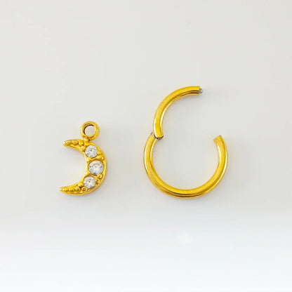 Waterdrops Pendant Conch Ring ASTM F136 G23 Titanium Piercings Moon Flowers Hinge Segment Clicker Teardrop Helix  Earrings