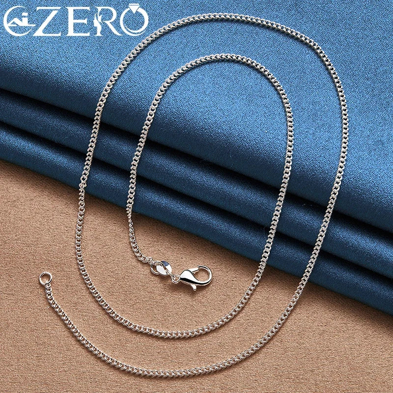 ALIZERO 40-70cm 925 Sterling Silver 2mm Side Chain Necklace For Women Men Wedding Party Fashion Charm Jewelry Gift