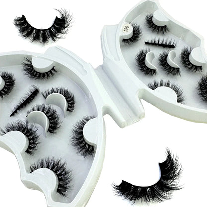 5-8 Pairs Natural Russian Striped Mink Lashes | 3D Volume Wavy False Eyelash Extensions
