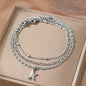 woiwoi Stainless Steel Anklet Starfish Triple Stacking Chain Light Luxury Fashion Elegant Ladies Anklet Jewelry Party  Match