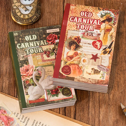 Vintage Sticker Book Collection | 30pcs Retro Amusement Park Tour Decals