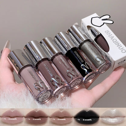 SHAQINUO Water Light Mirror Lip Gloss | Long-Lasting Moisturizing Lip Oil with Pearlescent Sparkle