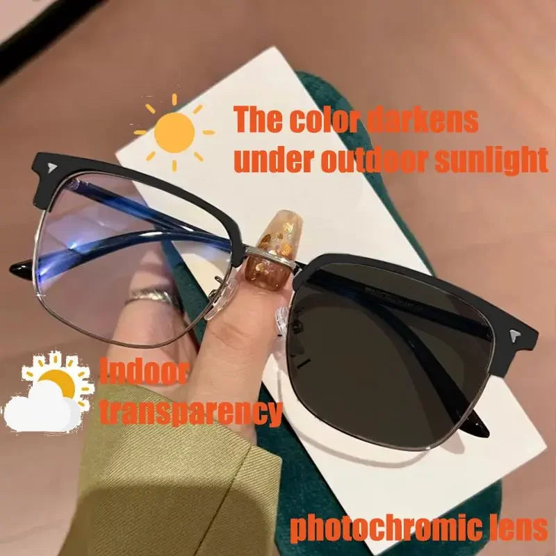 Ultra Light Square Photochromic Sunglasses | Replaceable Lens Eyewear for Men and Women