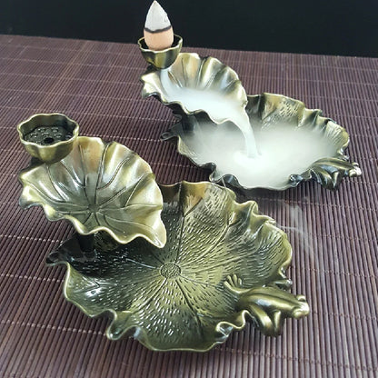 Backflow Incense Waterfall Burner | Metal Frog and Fish Aromatherapy Decor