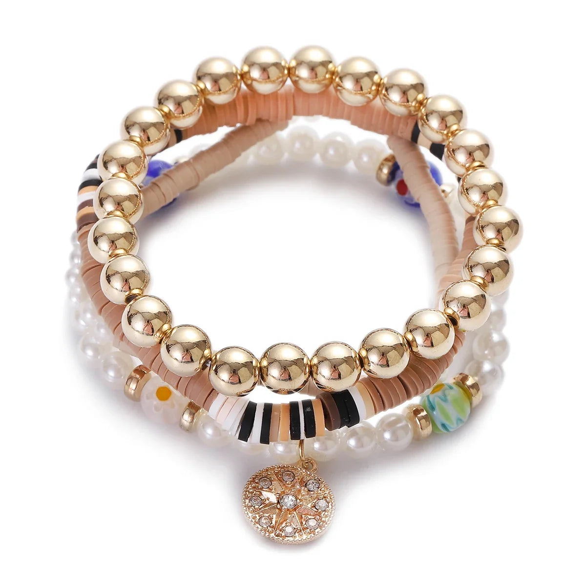 3pcs Boho Bohemian Pink Butterfly Pendant Charm Beads Bracelets Set For Women Stone Wristband Bracelet Bangles Pulseras Feminina
