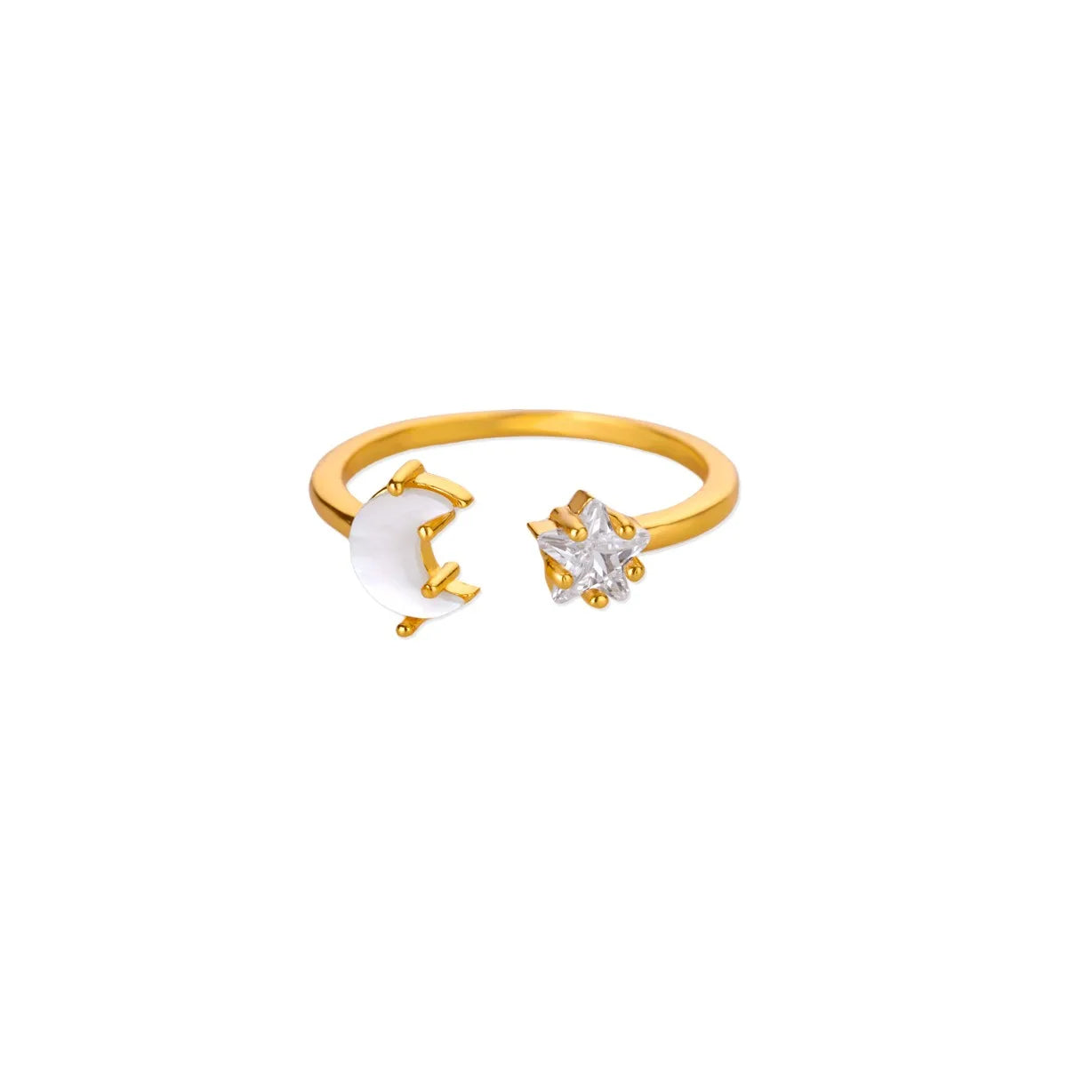 Zircon Moon Rings For Women Stainless Steel Glowing Moon Star Adjustable Finger Ring Aesthetic Wedding Jewelery Gift bague femme