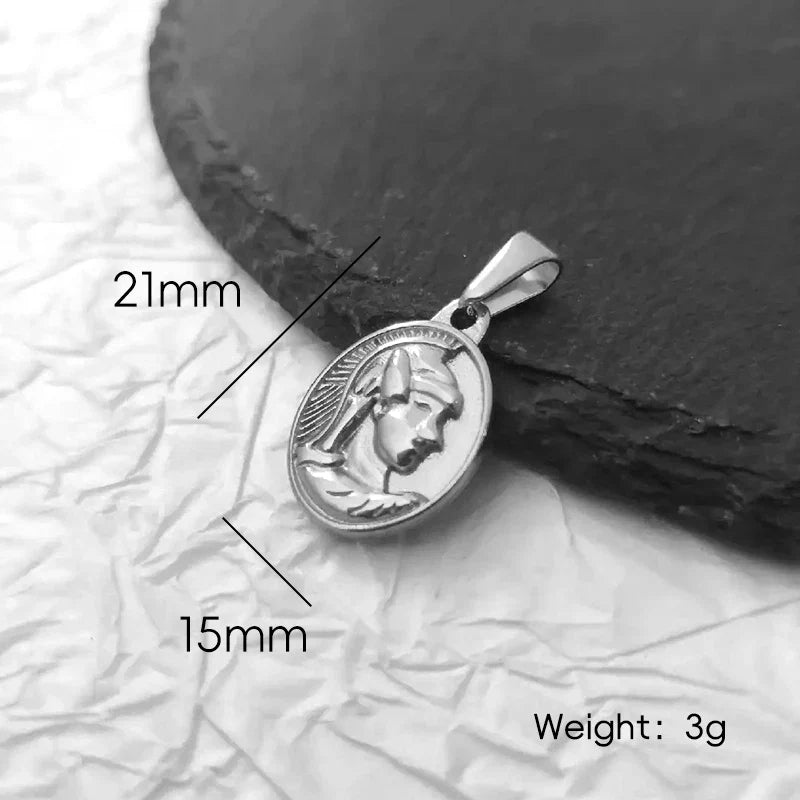 Roman Centurion Pendant 18K Gold Plated 18K Gold Plated Oval Portrait Charm Vintage Military Style Jewelry Necklace for Men