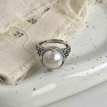925 Sterling Silver Hollowed Pearl Adjustable Rings For Women Wedding Luxury Accessories  Dropshipping