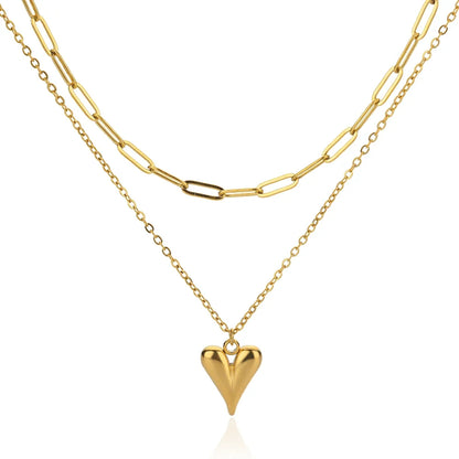 Geometric Heart Necklaces For Women Stainless Steel Gold Color Snake Chain Heart Necklace Aesthetic New Wedding Jewelry Gift