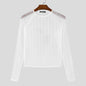 Party Nightclub Style Tops INCERUN Men's See-through Thin Design T-shirts Sexy Leisure Male Hot Sale Long Sleeved Camiseta S-3XL