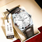 New Leather Casual Business Gold Clock Men Luxury Watch Automatic Watches Mens Fashion Quartz Wristwatches Gifts Reloj Hombre