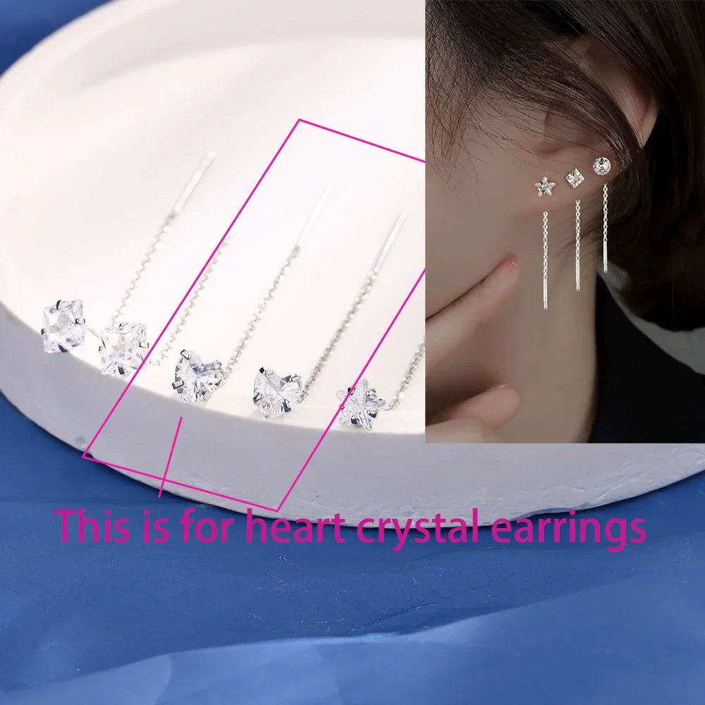 Ventfille 925 Sterling Silver Star Drop Earrings for Women | Simple Tassel Chain Office Jewelry