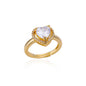 Stainless Steel Heart Rings For Women Zircon Gold Color Heart Adjustable Ring Femme Wedding Party Accessories Jewelry Gift 2024