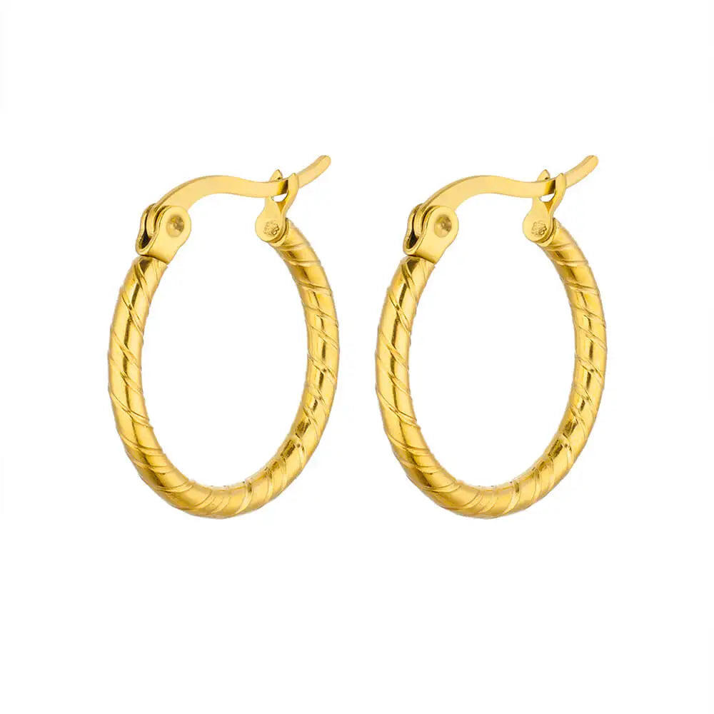 Vintage Round Stainless Steel Hoop Earrings For Women Gold Plated Earring 2023 Trending Statement Ear Jewelry Christmas Gift